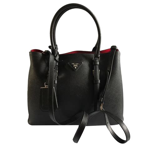 black prada handbag leather|pictures black leather prada purses.